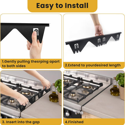 Stainless Steel Stove Gap Covers - 304 Stove Gap Filler, Easy retractable Length 13.8" to 27.5", Width 0.79", Heat Resistant Guard Between Stove Top & Counter, 2 Pck.