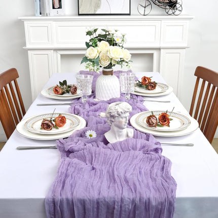 8 Pack Lilac Purple Cheesecloth Table Runner 10Ft Easter Spring Lavender Gauze Cheese Cloth Table Runner 120 Inch Boho Sheer Rustic Fabric for Holiday Decor Bridal Baby Shower Wedding Decoration.