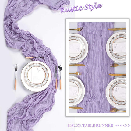 8 Pack Lilac Purple Cheesecloth Table Runner 10Ft Easter Spring Lavender Gauze Cheese Cloth Table Runner 120 Inch Boho Sheer Rustic Fabric for Holiday Decor Bridal Baby Shower Wedding Decoration.
