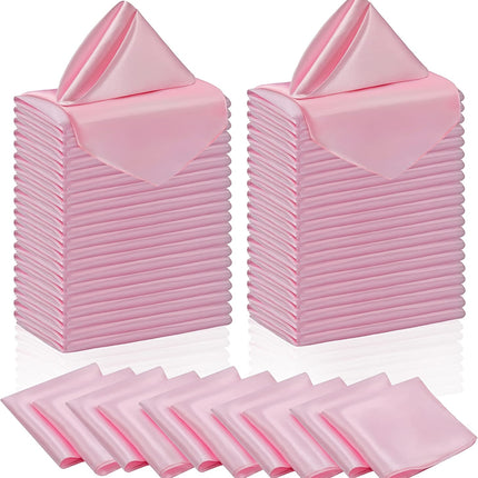 50 Pieces Light Pink Satin Napkins - 12x12 Inches Cloth Napkins, Square Satin Fabric Napkin Set - Soft & Reusable Table Napkins for Wedding Dinner Party Lunch Banquet Restaurant Decoration.