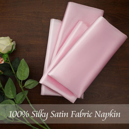 50 Pieces Light Pink Satin Napkins - 12x12 Inches Cloth Napkins, Square Satin Fabric Napkin Set - Soft & Reusable Table Napkins for Wedding Dinner Party Lunch Banquet Restaurant Decoration.