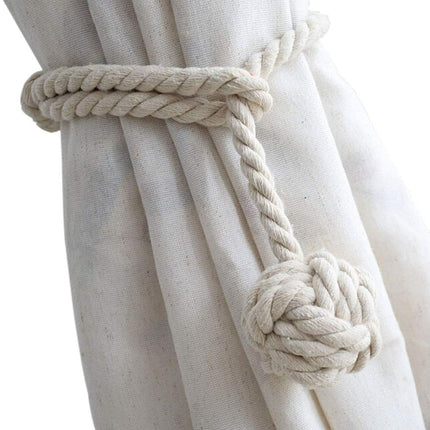 4 Pack Curtain Tiebacks - Heavy Duty Curtain Rope Tieback, Handmade Rural Decorative Curtain Holdbacks (Beige).