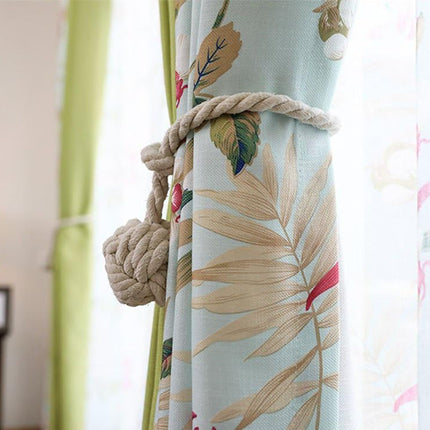 4 Pack Curtain Tiebacks - Heavy Duty Curtain Rope Tieback, Handmade Rural Decorative Curtain Holdbacks (Beige).