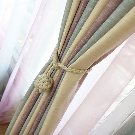 4 Pack Curtain Tiebacks - Heavy Duty Curtain Rope Tieback, Handmade Rural Decorative Curtain Holdbacks (Beige).