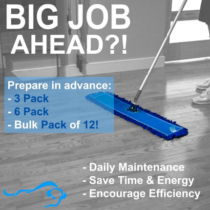 24 inch Microfiber Dust Mop | Medium Washable Commercial Mop Head Replacement, Pack of 3.