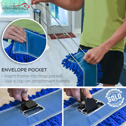 24 inch Microfiber Dust Mop | Medium Washable Commercial Mop Head Replacement, Pack of 3.