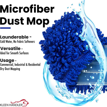 24 inch Microfiber Dust Mop | Medium Washable Commercial Mop Head Replacement, Pack of 3.