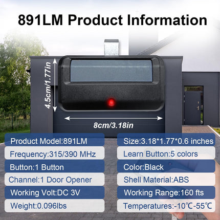 2 for Chamberlain Craftsman LiftMaster Garage Door Opener Remote Replacement, Replaces 891LM 893LM 893MAX 370LM 371LM 373LM 971LM 973LM, no Wait Wireless Remote Keyless Entry, Safe Security.
