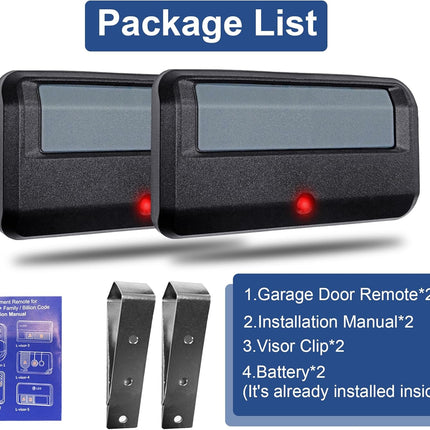 2 for Chamberlain Craftsman LiftMaster Garage Door Opener Remote Replacement, Replaces 891LM 893LM 893MAX 370LM 371LM 373LM 971LM 973LM, no Wait Wireless Remote Keyless Entry, Safe Security.