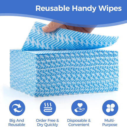 Reusable Cleaning Towels, Multi-Purpose Handy Towel, Blue Handi Wipe Reusable Cloths, Disposabel Dry Kitchen Wipes, Dish Cloths, Durable, Absoebent,Dry Quickly, 50 Count.