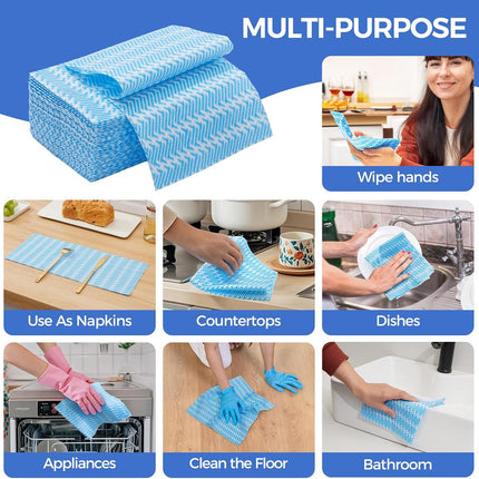 Reusable Cleaning Towels, Multi-Purpose Handy Towel, Blue Handi Wipe Reusable Cloths, Disposabel Dry Kitchen Wipes, Dish Cloths, Durable, Absoebent,Dry Quickly, 50 Count.