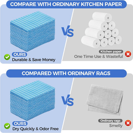 Reusable Cleaning Towels, Multi-Purpose Handy Towel, Blue Handi Wipe Reusable Cloths, Disposabel Dry Kitchen Wipes, Dish Cloths, Durable, Absoebent,Dry Quickly, 50 Count.