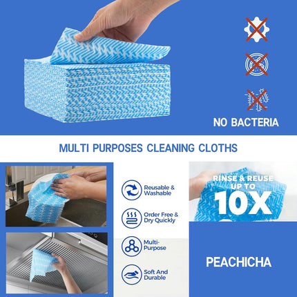Reusable Cleaning Towels, Multi-Purpose Handy Towel, Blue Handi Wipe Reusable Cloths, Disposabel Dry Kitchen Wipes, Dish Cloths, Durable, Absoebent,Dry Quickly, 50 Count.