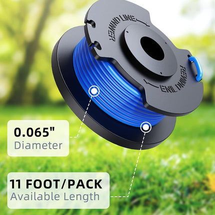 Weed Wacker String Replacement Compatible with Ryobi One+ AC14RL3A, 0.065'' String Trimmer Refill Line for Ryobi String Trimmer, 99 FT Autofeed Weed Eater String for Ryob 18V,24V,40V(6 Spools+1 Cap).