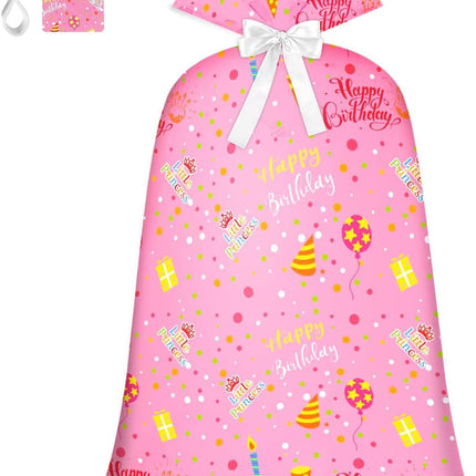 Extra Large Gift Bag Girl Birthday Jumbo Gift Bag, Bday Pink Giant Plastic Oversized Gift Bag Huge Gift Wrap Bag Birthday Bag Wrapping Bag for Large Gift(48inch 1Pack).