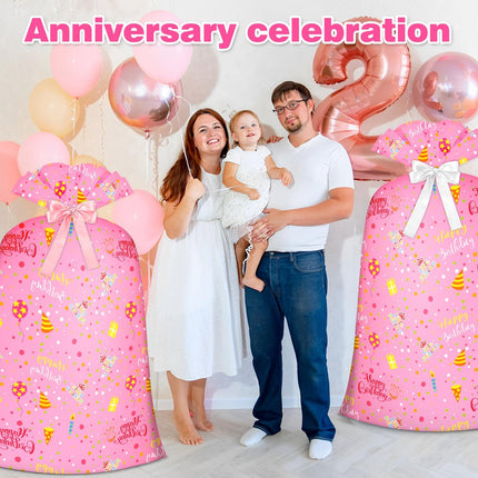Extra Large Gift Bag Girl Birthday Jumbo Gift Bag, Bday Pink Giant Plastic Oversized Gift Bag Huge Gift Wrap Bag Birthday Bag Wrapping Bag for Large Gift(48inch 1Pack).