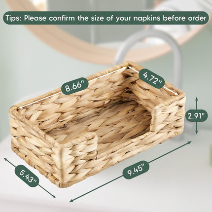 Napkin Holder for Bathroom, Woven Wicker Water Hyacinth Guest Towel Holder Tray, Disposable Paper Hand Towel Holder for Bathroom Accessories, Dinner Napkin Holder for Kitchen Table Party.
