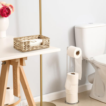 Napkin Holder for Bathroom, Woven Wicker Water Hyacinth Guest Towel Holder Tray, Disposable Paper Hand Towel Holder for Bathroom Accessories, Dinner Napkin Holder for Kitchen Table Party.