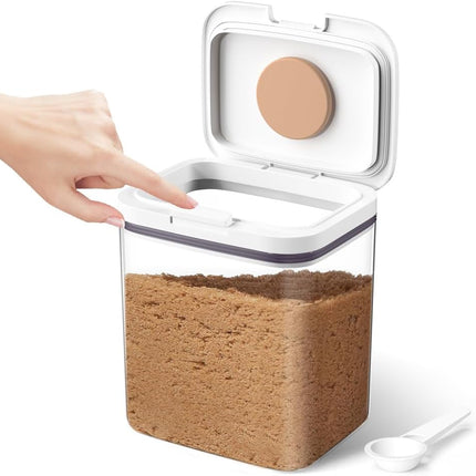 Brown Sugar Container Airtight, 2 Quart Brown Sugar Keeper Storage Container with Spoon.