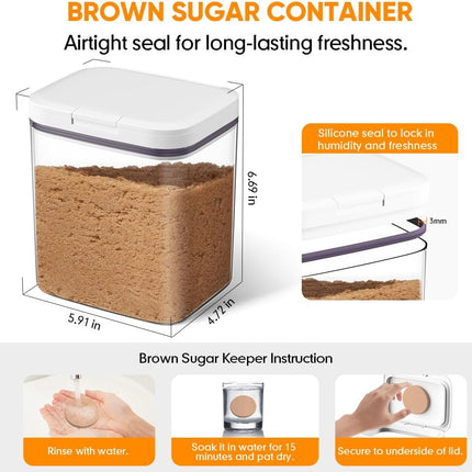 Brown Sugar Container Airtight, 2 Quart Brown Sugar Keeper Storage Container with Spoon.