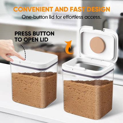 Brown Sugar Container Airtight, 2 Quart Brown Sugar Keeper Storage Container with Spoon.