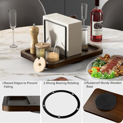 Napkin Holder for Table, Rotating Metal Napkin Dispenser with Salt and Pepper Shakers Caddy Standing Paper Towel Holder for Bathroom Kitchen Dining Table Decor Not Including Shakers.