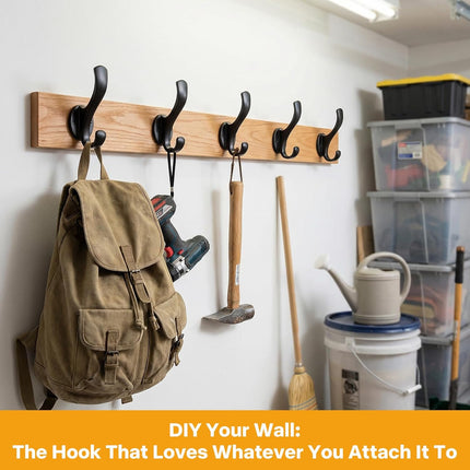 Coat Hooks Heavy Duty - Wall Mount Metal Towel Hooks Screw-in Wall Hooks for Hanging Hat, Towel, Key, Robe, Scarf, Bag, Cap (6 PCS Black).