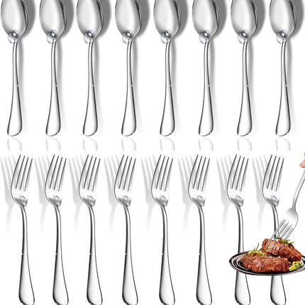 12 Pcs Spoons and Forks Set, Top Food Grade Stainless Steel Forks and Spoons Silverware Set,Forks and Spoons Cutlery Set, Mirror Finish & Dishwasher Safe.