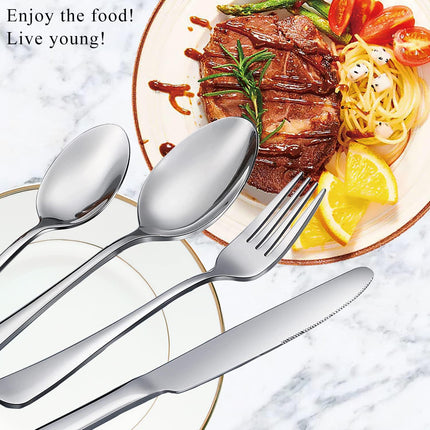 12 Pcs Spoons and Forks Set, Top Food Grade Stainless Steel Forks and Spoons Silverware Set,Forks and Spoons Cutlery Set, Mirror Finish & Dishwasher Safe.
