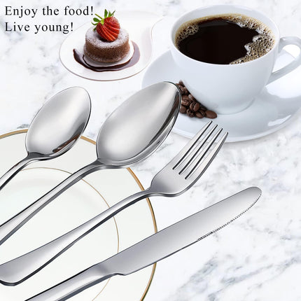 12 Pcs Spoons and Forks Set, Top Food Grade Stainless Steel Forks and Spoons Silverware Set,Forks and Spoons Cutlery Set, Mirror Finish & Dishwasher Safe.