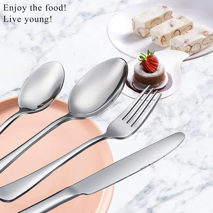 12 Pcs Spoons and Forks Set, Top Food Grade Stainless Steel Forks and Spoons Silverware Set,Forks and Spoons Cutlery Set, Mirror Finish & Dishwasher Safe.