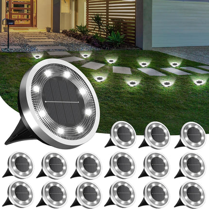 Solar Ground Lights,16 Pack Solar Lights Outdoor Waterproof, Solar Garden Lights Landscape Lighting for Patio Pathway Lawn Yard Deck Driveway Walkway, Cold White.