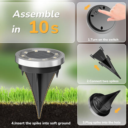 Solar Ground Lights,16 Pack Solar Lights Outdoor Waterproof, Solar Garden Lights Landscape Lighting for Patio Pathway Lawn Yard Deck Driveway Walkway, Cold White.