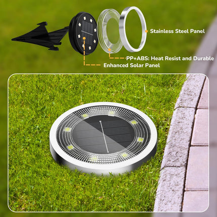 Solar Ground Lights,16 Pack Solar Lights Outdoor Waterproof, Solar Garden Lights Landscape Lighting for Patio Pathway Lawn Yard Deck Driveway Walkway, Cold White.