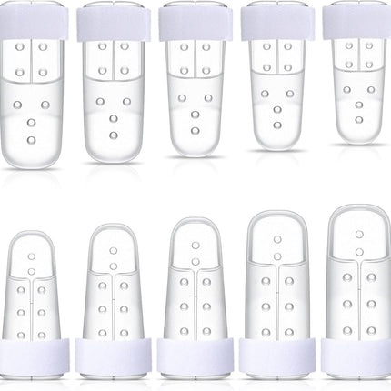 10 Pcs Mallet Finger Splint, 5 Sizes Finger Support Brace Stabilizer Straightener Plastic Fingertip Protectors Arthritis Knuckle Immobilization for Thumb Pinky Middle Index Ring(Transparent).