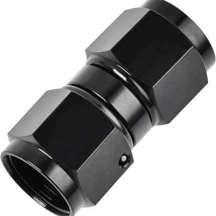 6AN Female to 6AN Female Straight Swivel Coupler Union Fitting Adapter Aluminum Black.