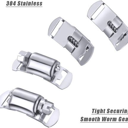 304 Stainless Steel Hose Clamp Assortment Kit DIY, Cut-To-Fit 12 FT Metal Strap+8 Stronger Fasteners,Large Adjustable Worm Gear Band Hose Clamps Screw Clamps Duct Pipe Metal Clamp Strapping.