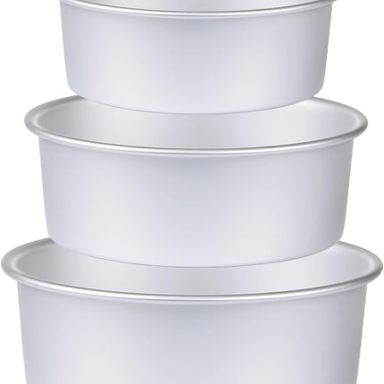 Round Cake Pan Set of 3 (6 x 3 inch/8 x 3 inch/10 x 3 inch), Aluminum Baking Pans for Layer Cakes, Heavy Duty Non-Stick, Evenly Baking Tools for Home Kitchen, Birthday Wedding Anniversary.
