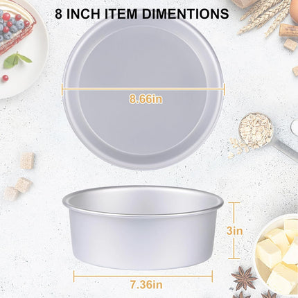 Round Cake Pan Set of 3 (6 x 3 inch/8 x 3 inch/10 x 3 inch), Aluminum Baking Pans for Layer Cakes, Heavy Duty Non-Stick, Evenly Baking Tools for Home Kitchen, Birthday Wedding Anniversary.