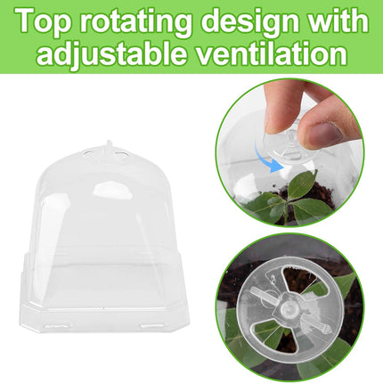 10PCS Clear Plant Nursery Pots with Humidity Dome - 3" Plastic Gardening Pot with Labels, Durable Plastic Plant Container for Seedlings/Vegetables/Succulents/Cuttings.