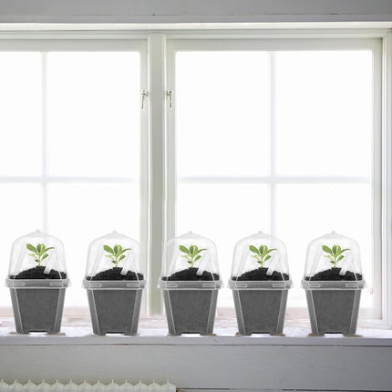 10PCS Clear Plant Nursery Pots with Humidity Dome - 3" Plastic Gardening Pot with Labels, Durable Plastic Plant Container for Seedlings/Vegetables/Succulents/Cuttings.