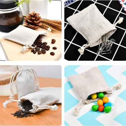 50pcs Double Canvas Drawstring Bag Cotton Pouch Gift Sachet Bags Muslin Reusable Tea Bag 2.75x4 Inch.