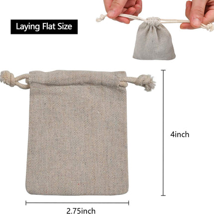 50pcs Double Canvas Drawstring Bag Cotton Pouch Gift Sachet Bags Muslin Reusable Tea Bag 2.75x4 Inch.
