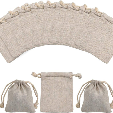 50pcs Double Canvas Drawstring Bag Cotton Pouch Gift Sachet Bags Muslin Reusable Tea Bag 2.75x4 Inch.