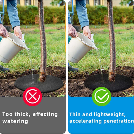 4 Pack 32.3 Inch Non-Woven Tree Mulch Ring - Degradable Tree Protector Mat, Reusable Tree Weed Barrier Mat for Weed Control Root Protection.