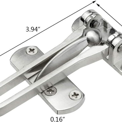Home Security Door Lock, 2 Pack Latch Guard Clasp Front Door Locks for Kids, Home Reinforcement Lock for Swing-in Doors, Hotel Door Latches, Thicken Solid Aluminium Alloy, Satin Nickel.