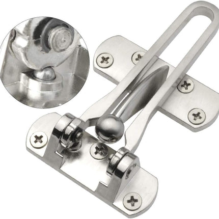 Home Security Door Lock, 2 Pack Latch Guard Clasp Front Door Locks for Kids, Home Reinforcement Lock for Swing-in Doors, Hotel Door Latches, Thicken Solid Aluminium Alloy, Satin Nickel.