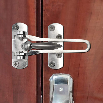 Home Security Door Lock, 2 Pack Latch Guard Clasp Front Door Locks for Kids, Home Reinforcement Lock for Swing-in Doors, Hotel Door Latches, Thicken Solid Aluminium Alloy, Satin Nickel.