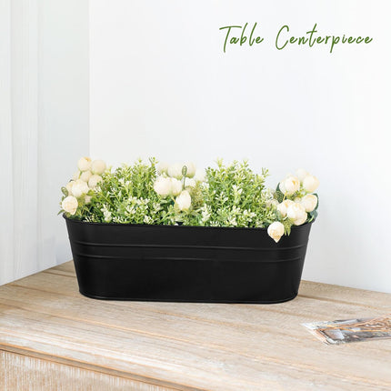 3 Pcs Metal Hanging Flower Pots for Railing Fence Outdoor Planter 15.7 Inch Hanging Bucket Pots Countryside Window Flower Plant Holder with Detachable Hooks for Garden Yard Home Decor,Black.