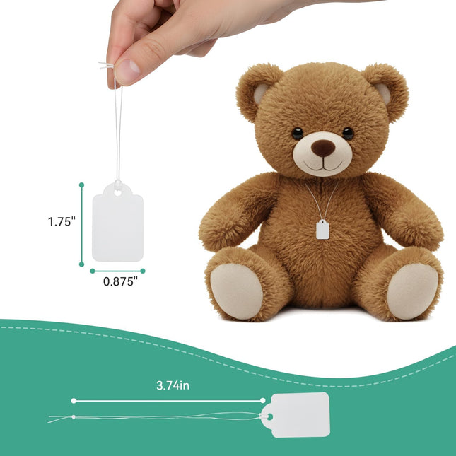 Price Tags with String Attached, 500pcs White Smooth Surface Marking Merchandise Strung Tag Writable Label Small Hang Tag for Pricing Gift Jewelry Clothing 1.375 x 0.875 inch.
